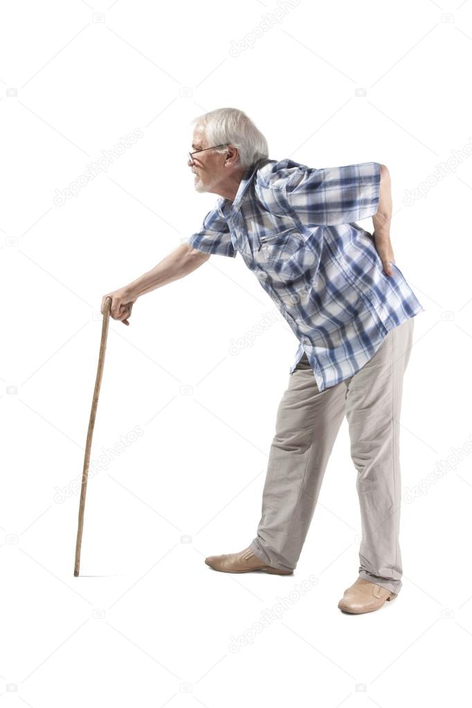 senior man walking with cane