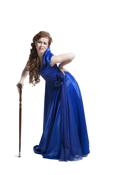 Mavi elbiseli sıkıntı kadın — Stok fotoğraf