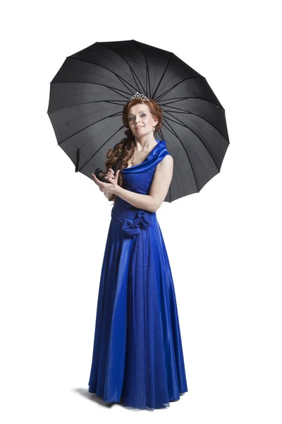 Mavi elbiseli kadın. — Stok fotoğraf