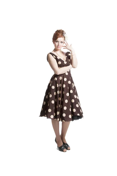 Vrouw in vintage jurk — Stockfoto