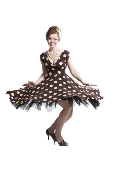 Vrouw in vintage jurk — Stockfoto