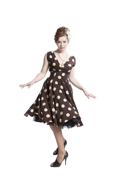 Frau im Vintage-Kleid Stockbild