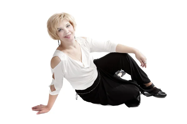 Woman sitting on the floor — Stock Photo, Image