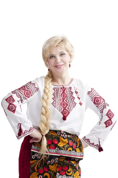 Kvinna i Folkdräkt ukrainska närbild — Stockfoto