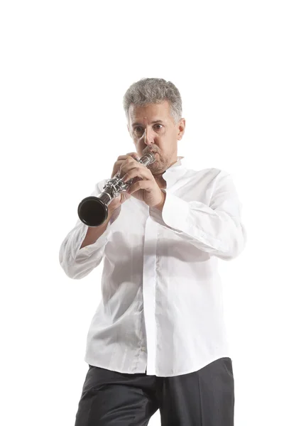 Homme jouant de la clarinette — Photo