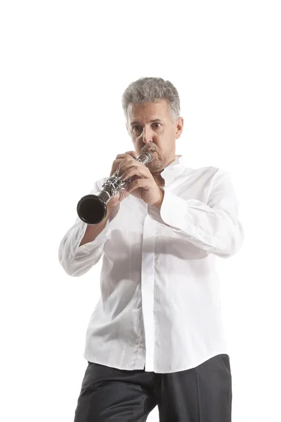 Man playing clarinet — Stock Photo, Image