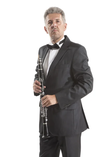 Adam holding klarnet — Stok fotoğraf