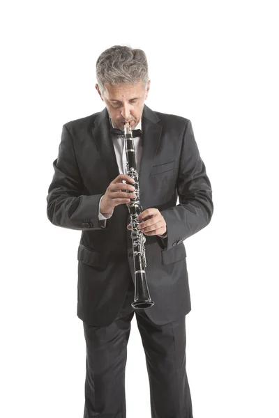 Homem tocando clarinete — Fotografia de Stock