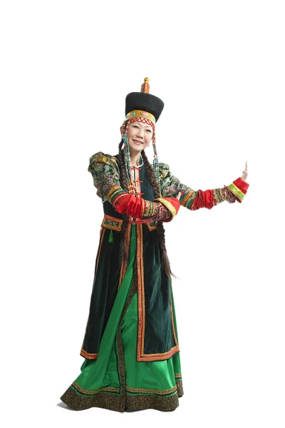 Woman dancing  national Buryat dance — Stock Photo, Image