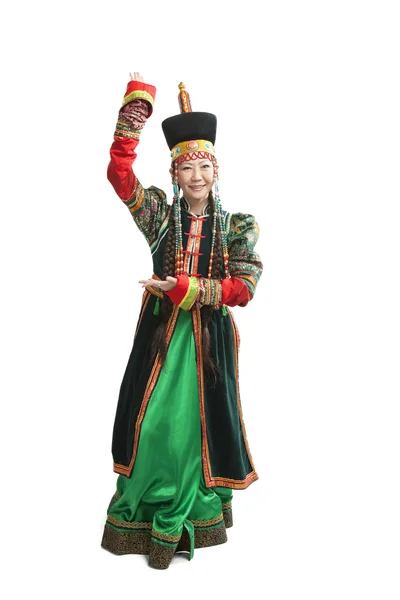 Kvinnan dansande nationella Buryat dans — Stockfoto