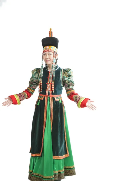 Kvinnan dansande nationella Buryat dans — Stockfoto