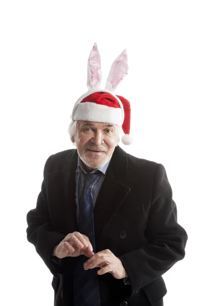 Senior businessman in bunny ears — Stock Photo, Image