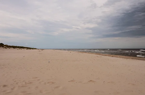 Летом Пляже Никого Приближалась Плохая Погода Фото Сделано Пляже Sandhammaren — стоковое фото