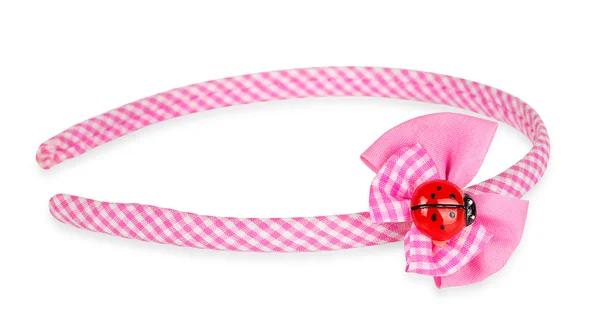 Pink hair band with bow and ladybug — Stock Photo, Image