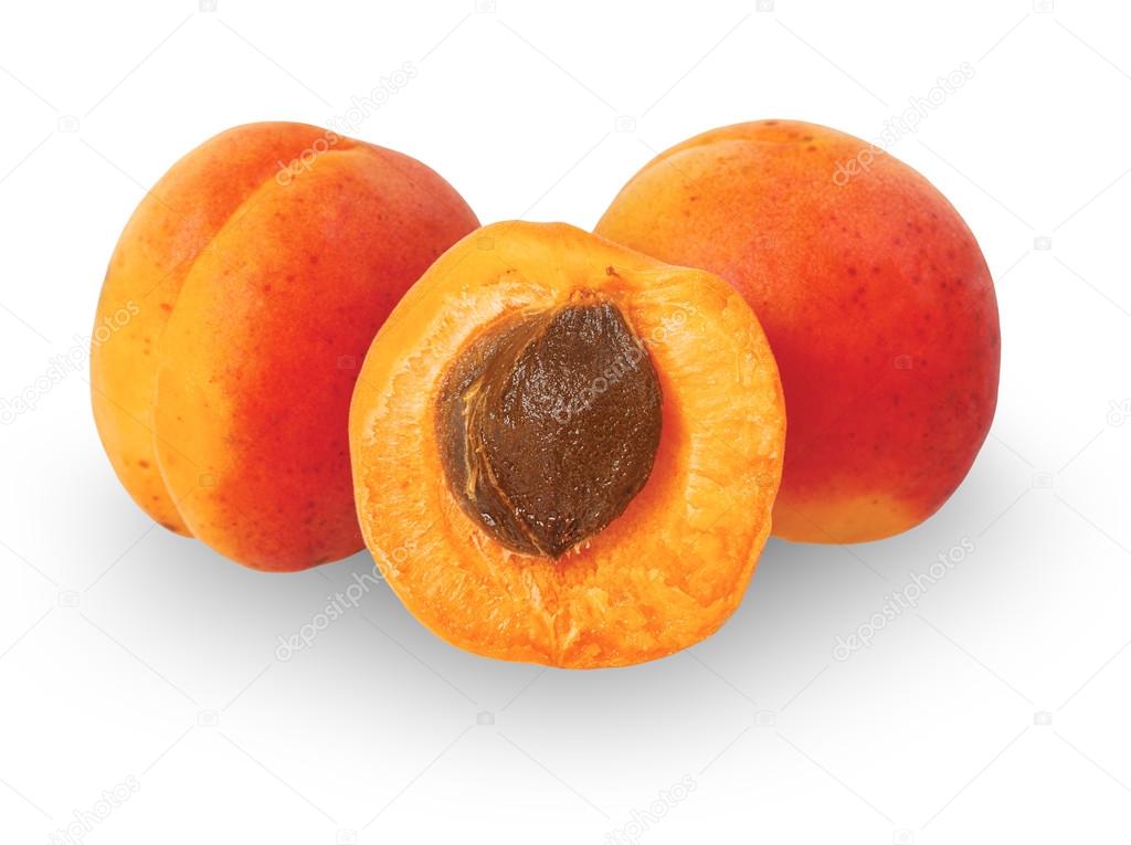 Three ripe apricots