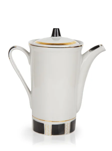 Белый керамический чайник — стоковое фото