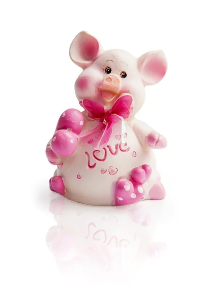 Statuette eines rosa Schweins — Stockfoto