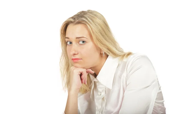 Portrait of a young attractive woman in white blouse Stock Photo