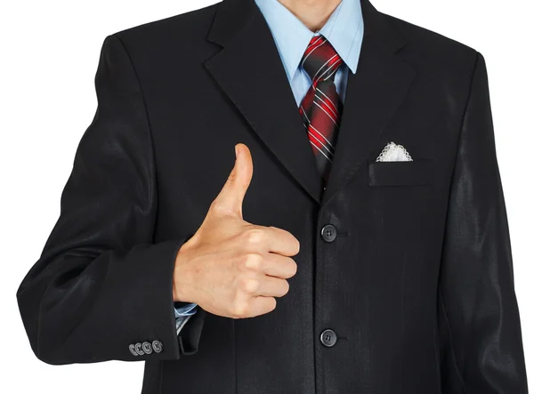 Man in black suit showing a thumbs up — Stock Photo, Image