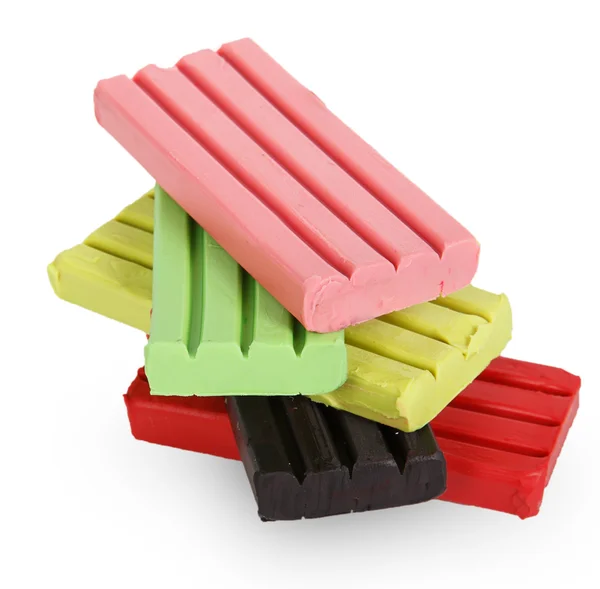 Children bright multicoloured plasticine in the column — Stock Photo, Image