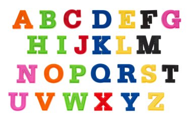 çok renkli plastik kids harflerle yazılmış alfabesi