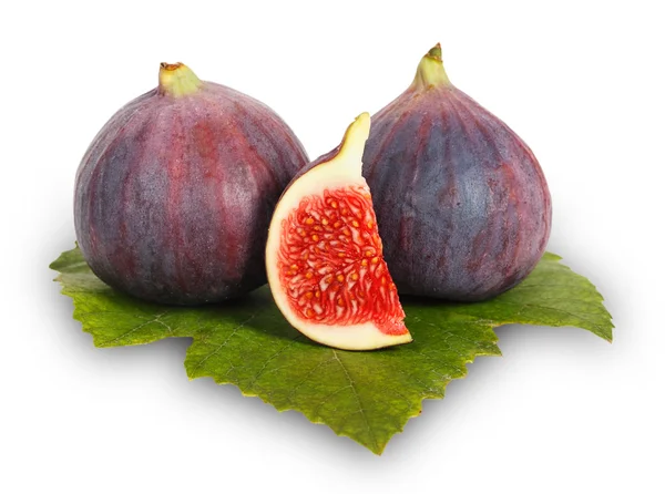Owoce figi na zielony liść — Zdjęcie stockowe