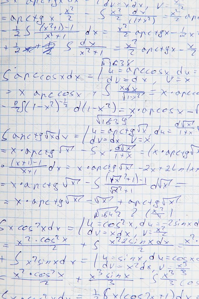 Squared paper with mathematical formulas