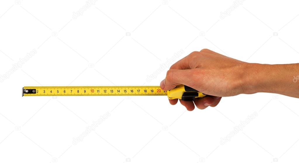 Human hand with tape-measure