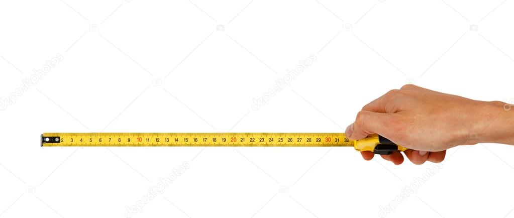 Human hand with tape-measure