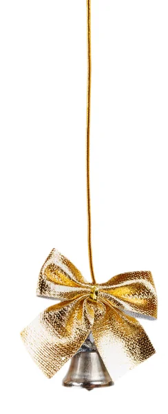 Silberne Glocke mit goldener Schleife — Stockfoto
