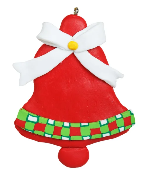 Christmas bell made of polymer clay — Stock Photo, Image