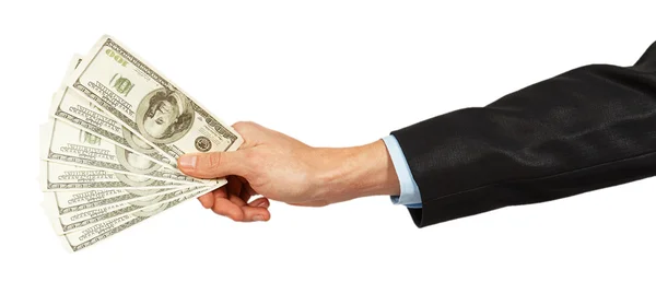 Dollars in a hand of the businessman — Stock Photo, Image