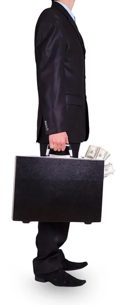 Man in a black suit with black case — Stock Photo, Image