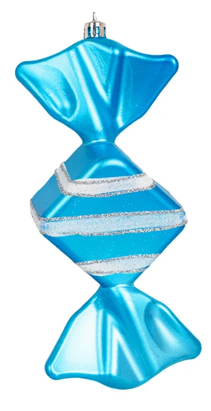 Bright Christmas tree toy blue candy — Stock Photo, Image