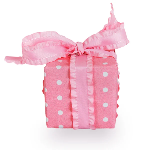 Roze geschenkdoos met strik — Stockfoto