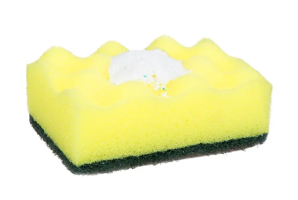 Yellow sponge with powder — Stock Photo, Image