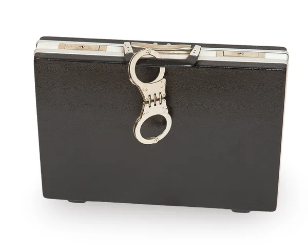 Handcuffs chained to the black case — Stock Photo, Image