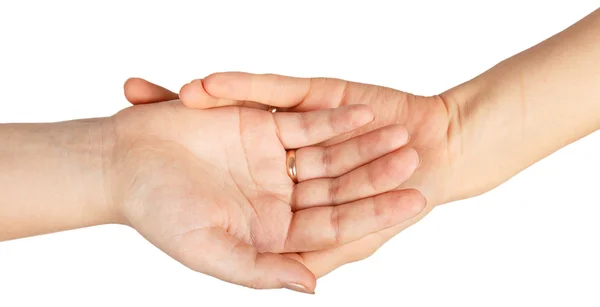 Two famale hands with wedding rings — Stock Photo, Image
