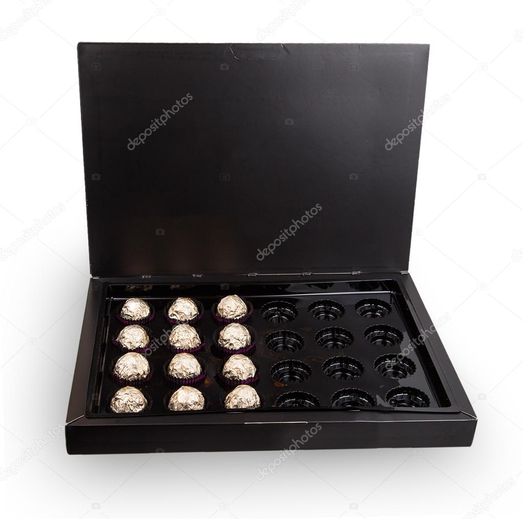 An open box of chocolates
