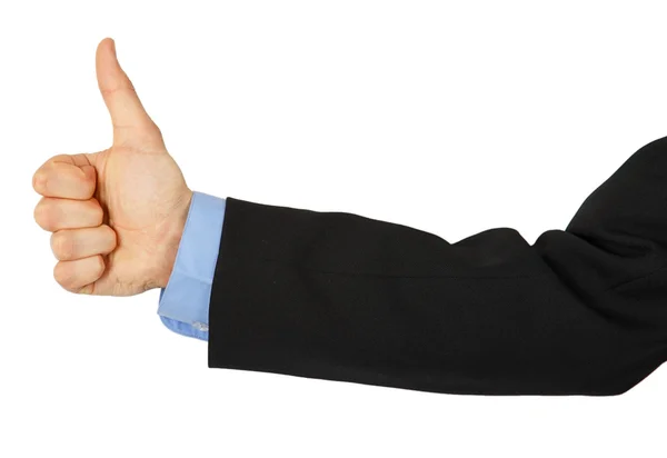 Business man's hand with a thumbs up sign  isolated on — Stock Photo, Image