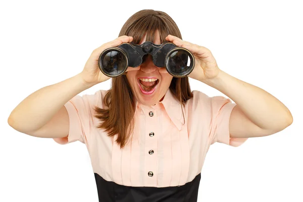 Business woman with binoculars cry Stock Picture