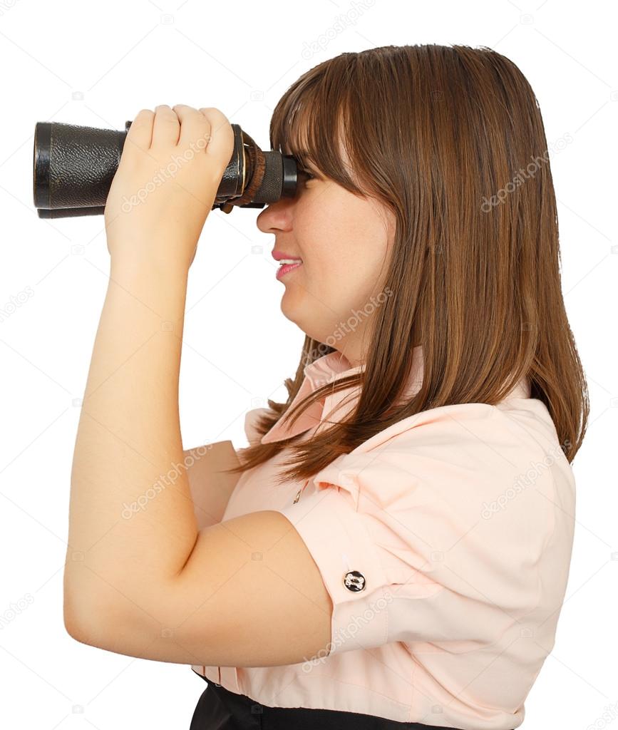 Business woman with binoculars