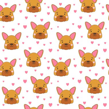 Kalpleri ile Fransız bulldog Sevimli desen