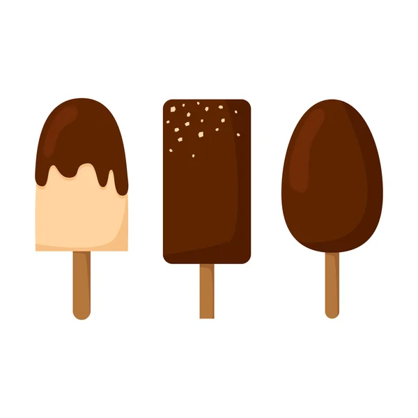 Zmrzlina na klacku s čokoládou — Stockový vektor