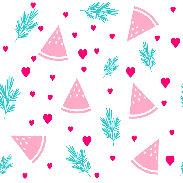 Vector seamless pattern with watermelons — Stock Vector