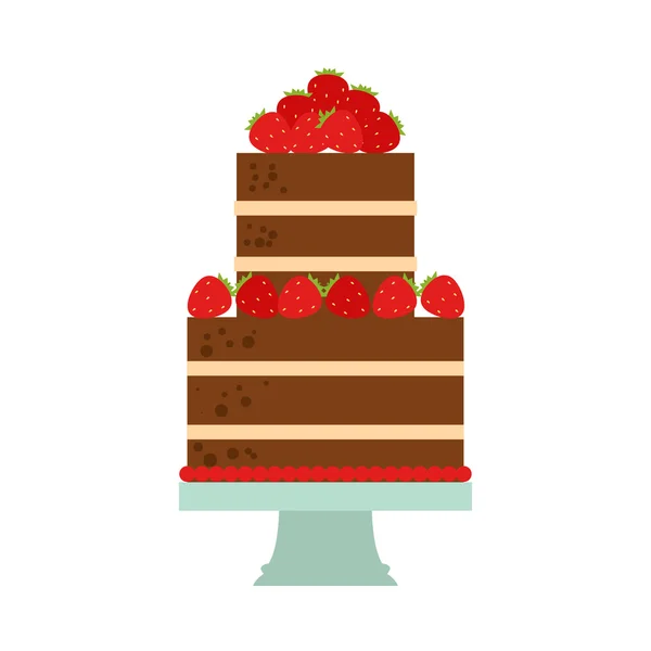 Vector flat icon illustration of cake — Stock Vector