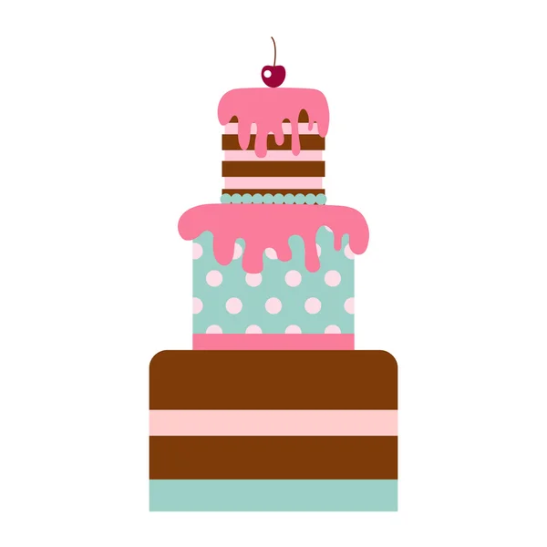 Vector flat icon illustration of cake — Stock Vector