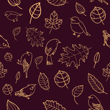 kuşlar ve yaprakları ile desen
