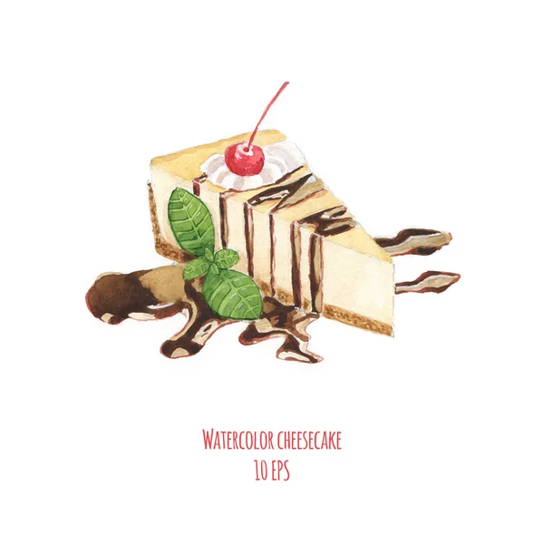 Watercolor cheesecake — Stock Vector