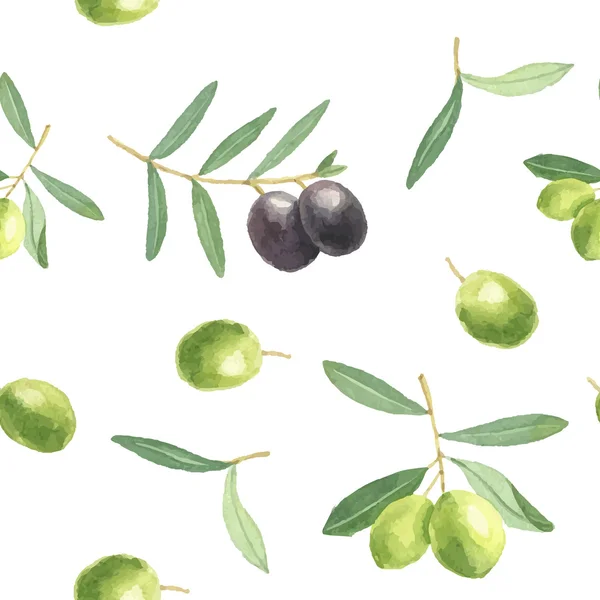 Шаблон акварельные оливки 2 — стоковый вектор